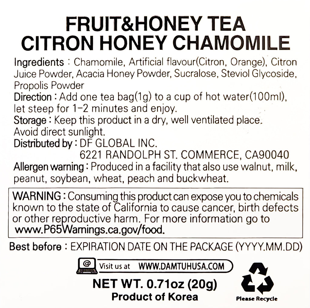 Citron Honey Chamomile 20 Counts - Damtuh