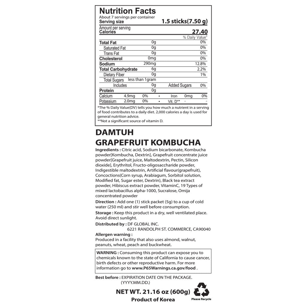 Kombucha Grapefruit 10 Counts - Damtuh