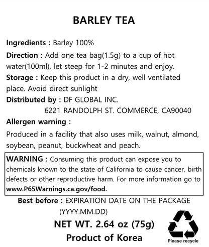 Barley Tea - 1.5g x 50 Tea Bags