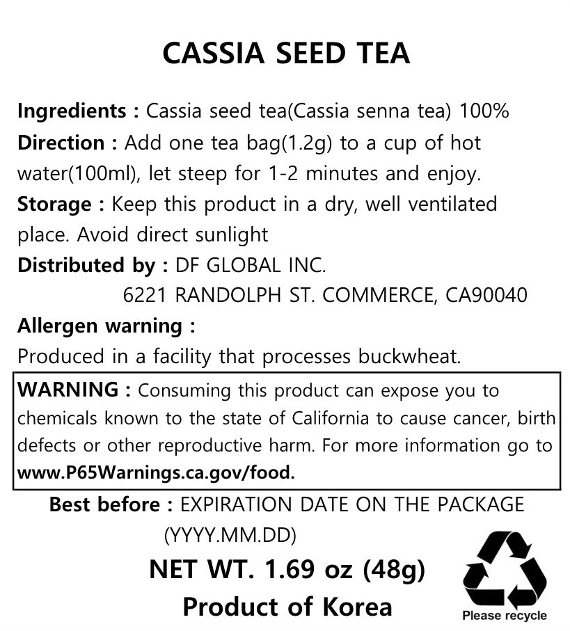 Cassia Seed Tea, 40 Tea Bags - Damtuh