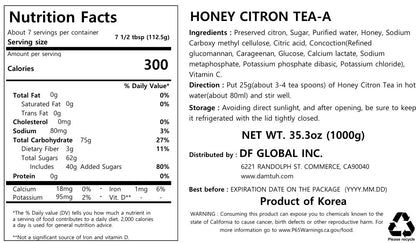 Honey Yuja Citron Tea - 35.27 oz (1kg) 1 Bottle