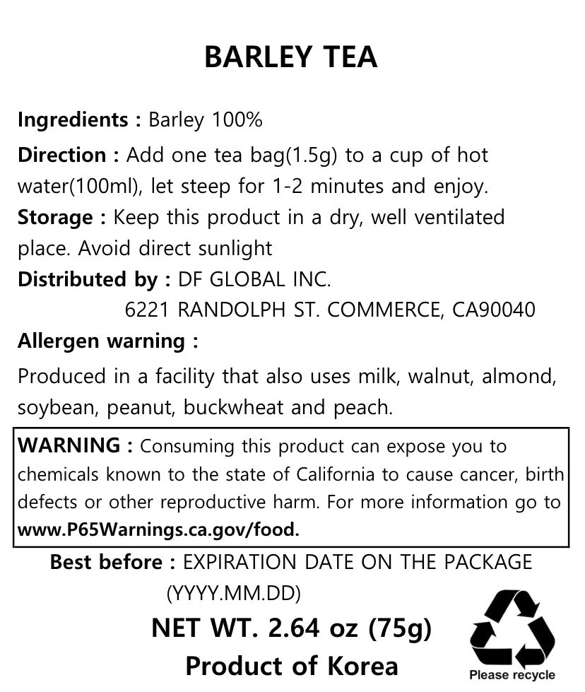 Barley Tea Bags - 50 Bags in Packaging