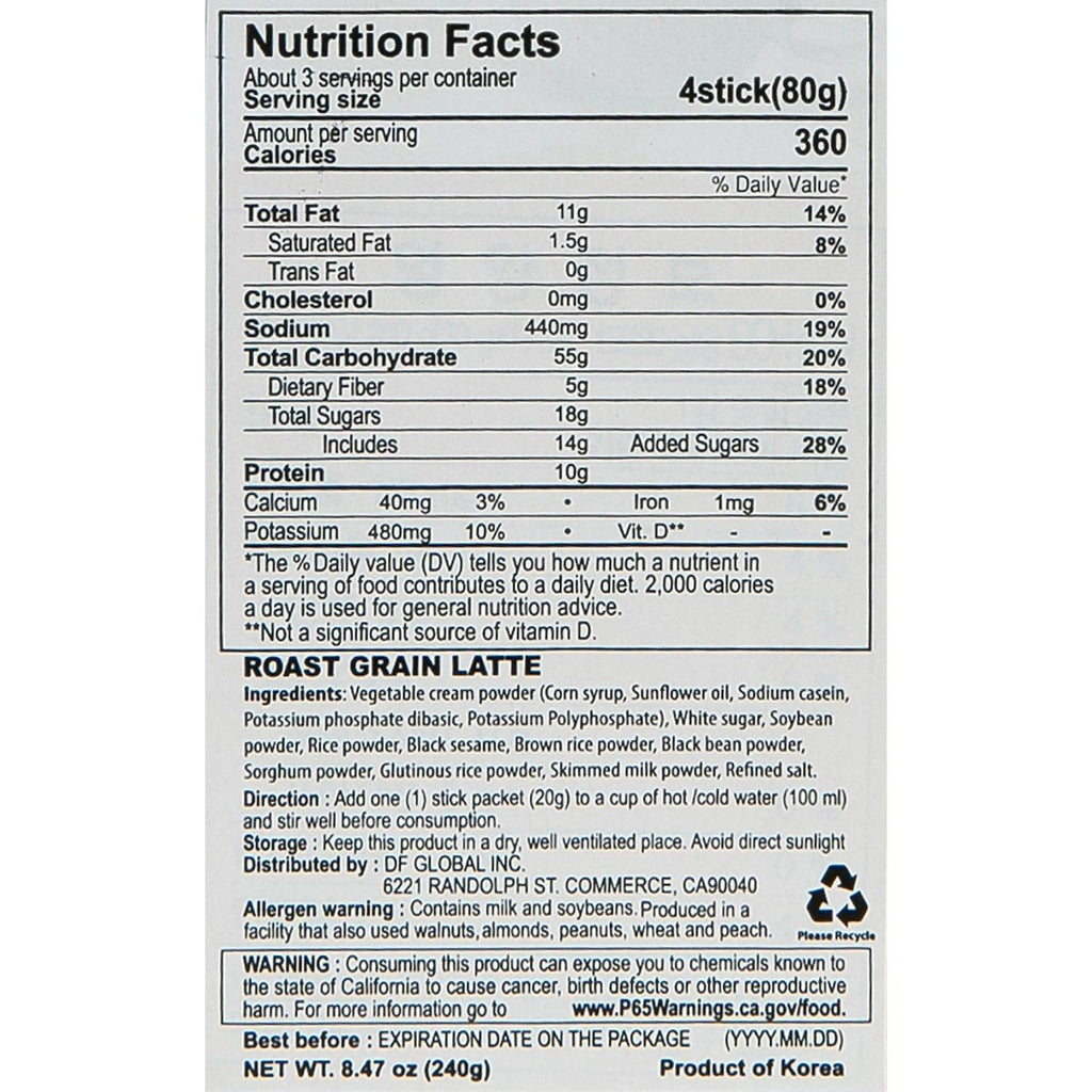 Damtuh Mixed Grain Powder Misugaru Latte - 12 Counts